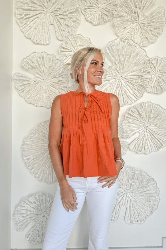 Terracotta Front Tie Blouse