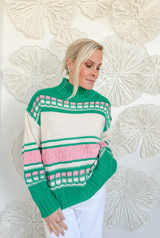 Pink & Green Knit Sweater