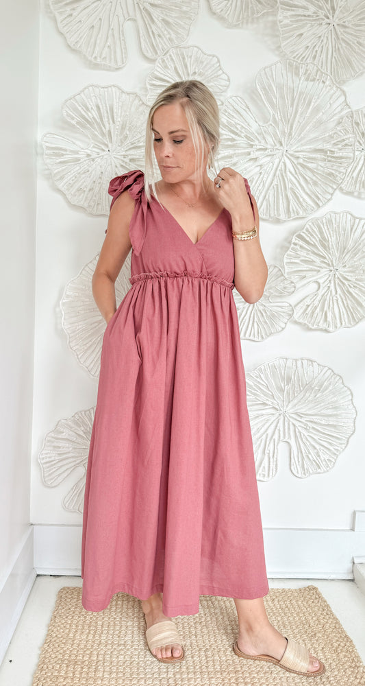 Cranberry Linen Like Maxi