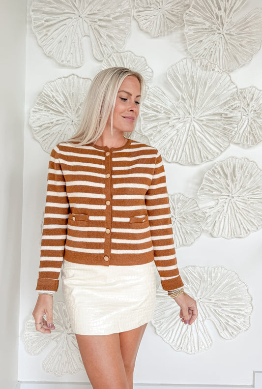 Cream Faux Croc Skirt