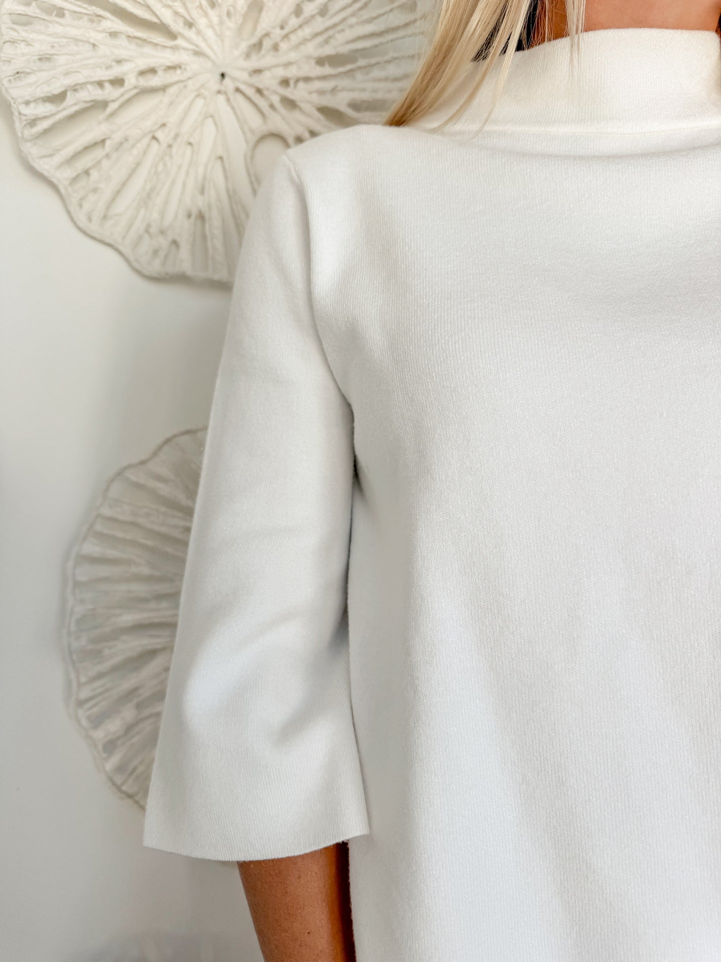 White Mock Neck Sweater