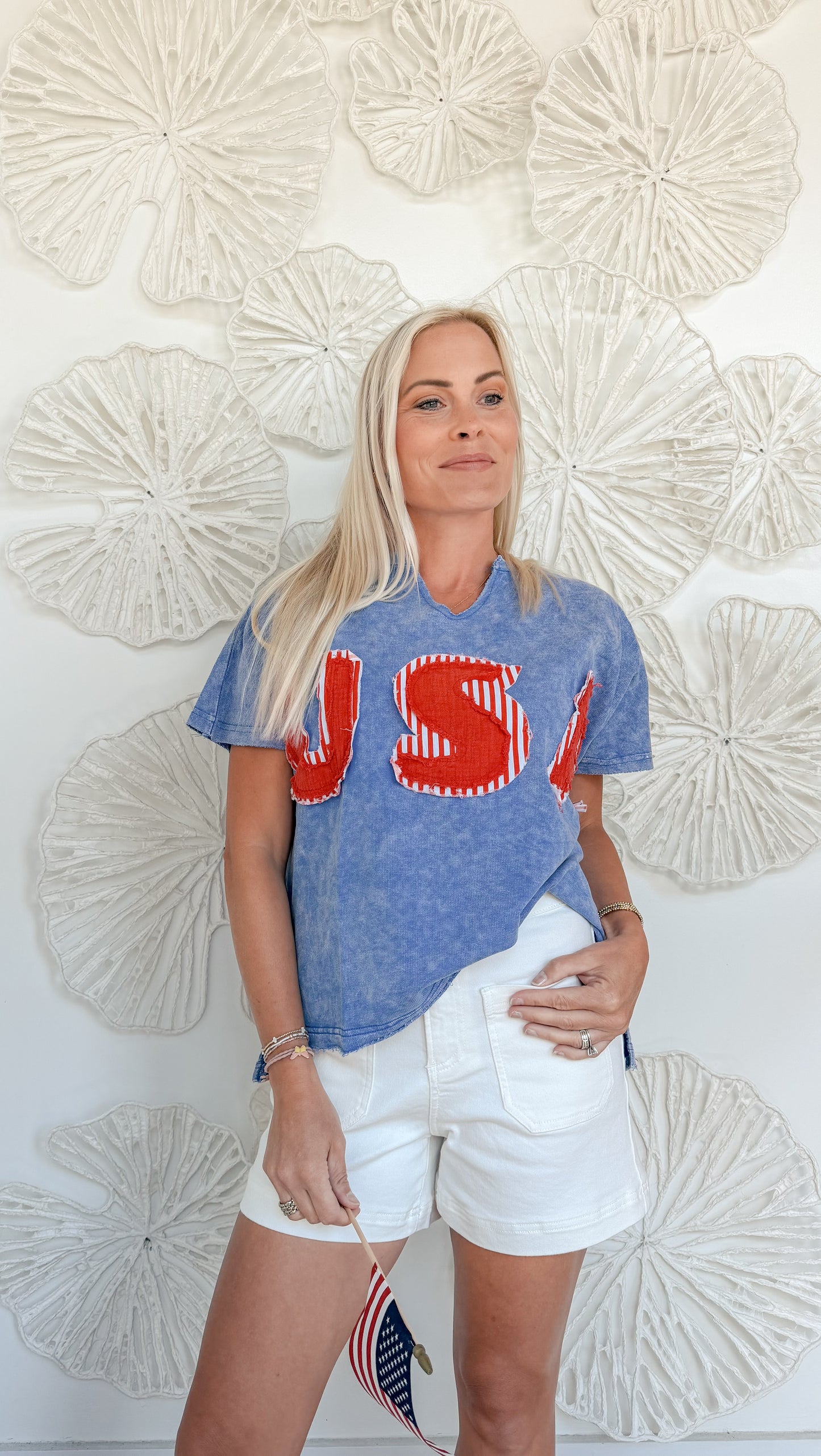 Blue Mineral Wash USA Tee