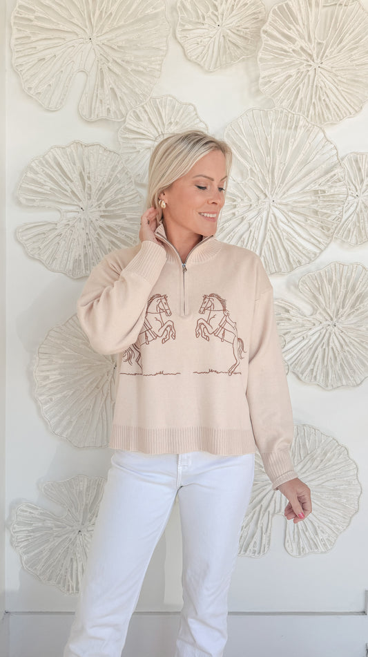 Equestrian Embroidered Pull Over