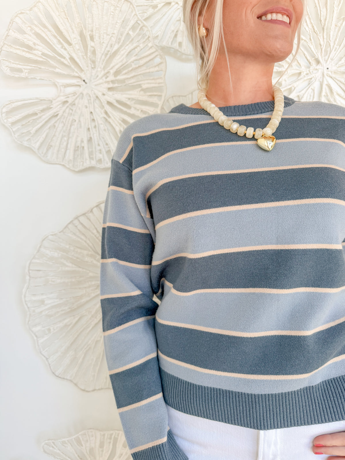 Blue Striped Oversized Sweater