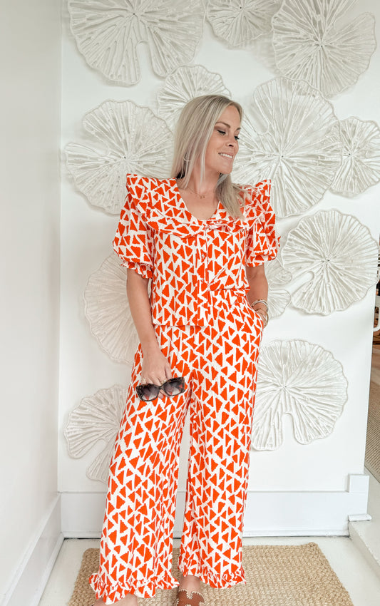 Orange Abstract Pant Set