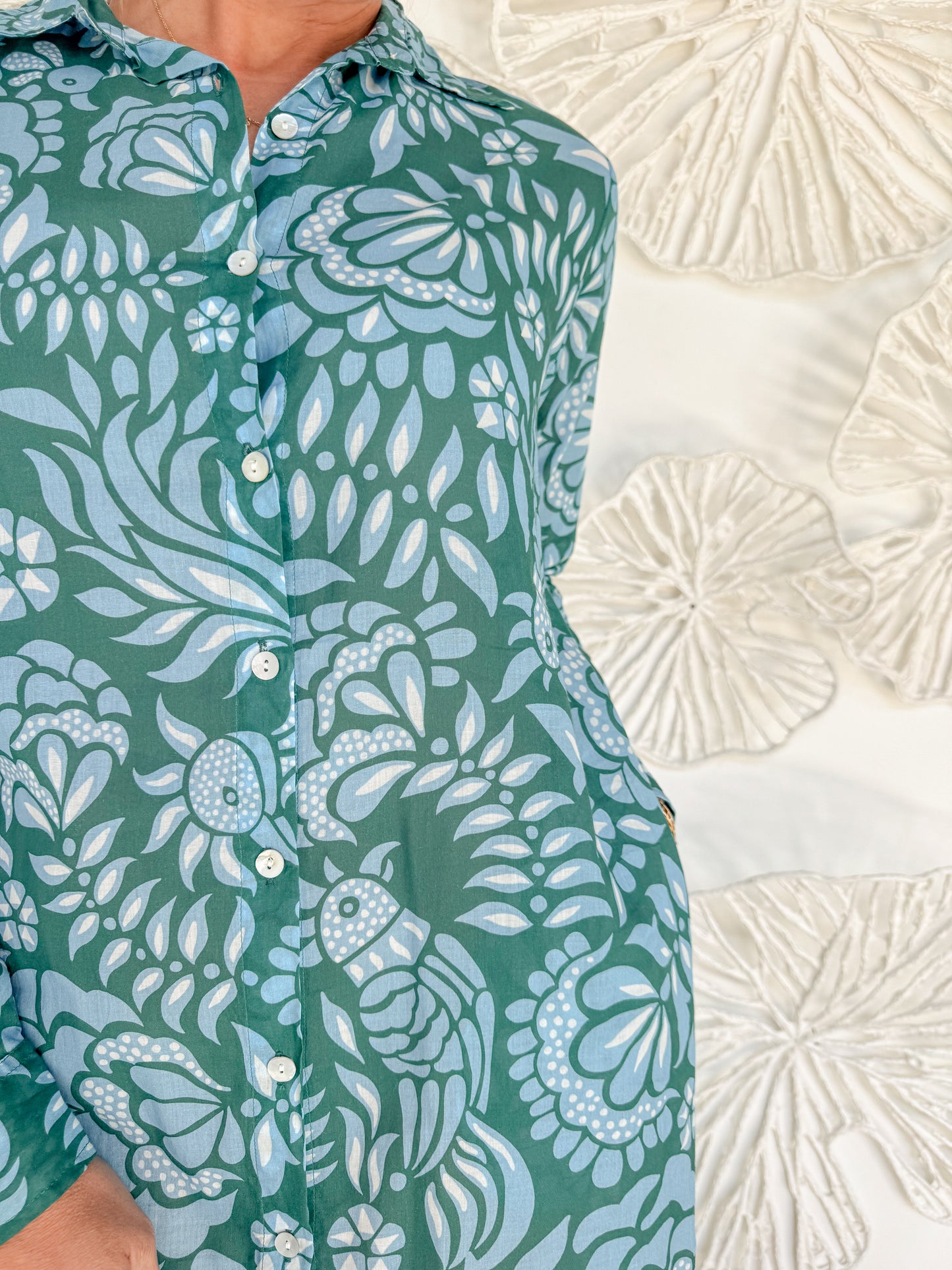 Blue/Green Floral Block Print Maxi