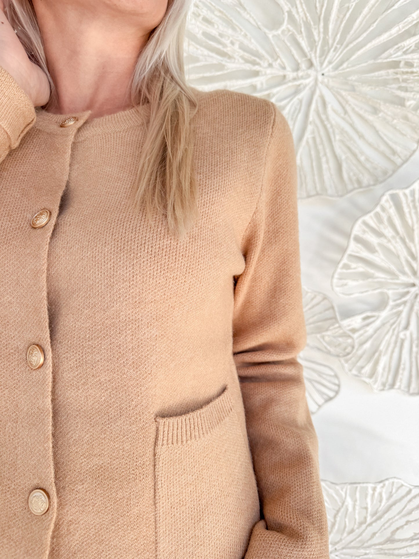Camel Classic Button Cardigan