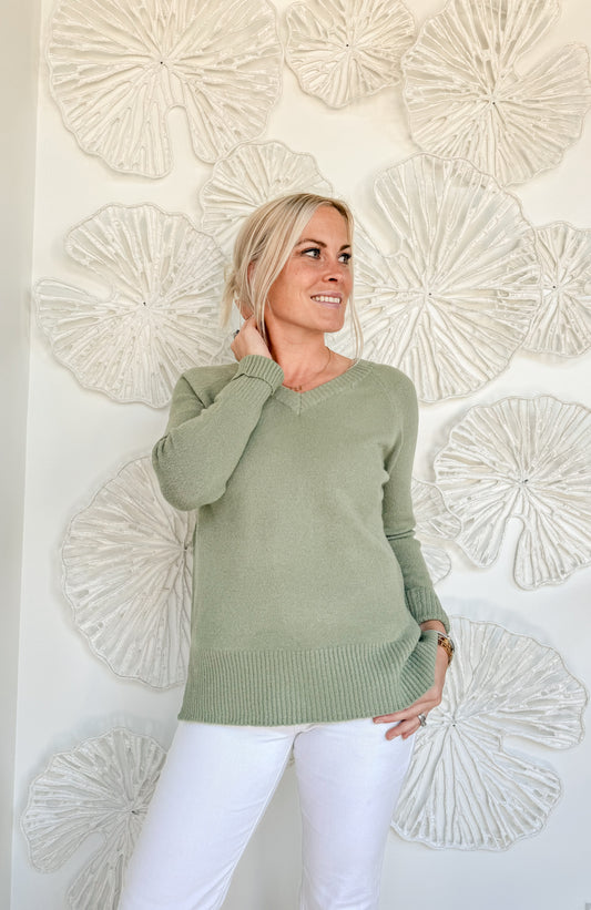 Moss VNeck Sweater