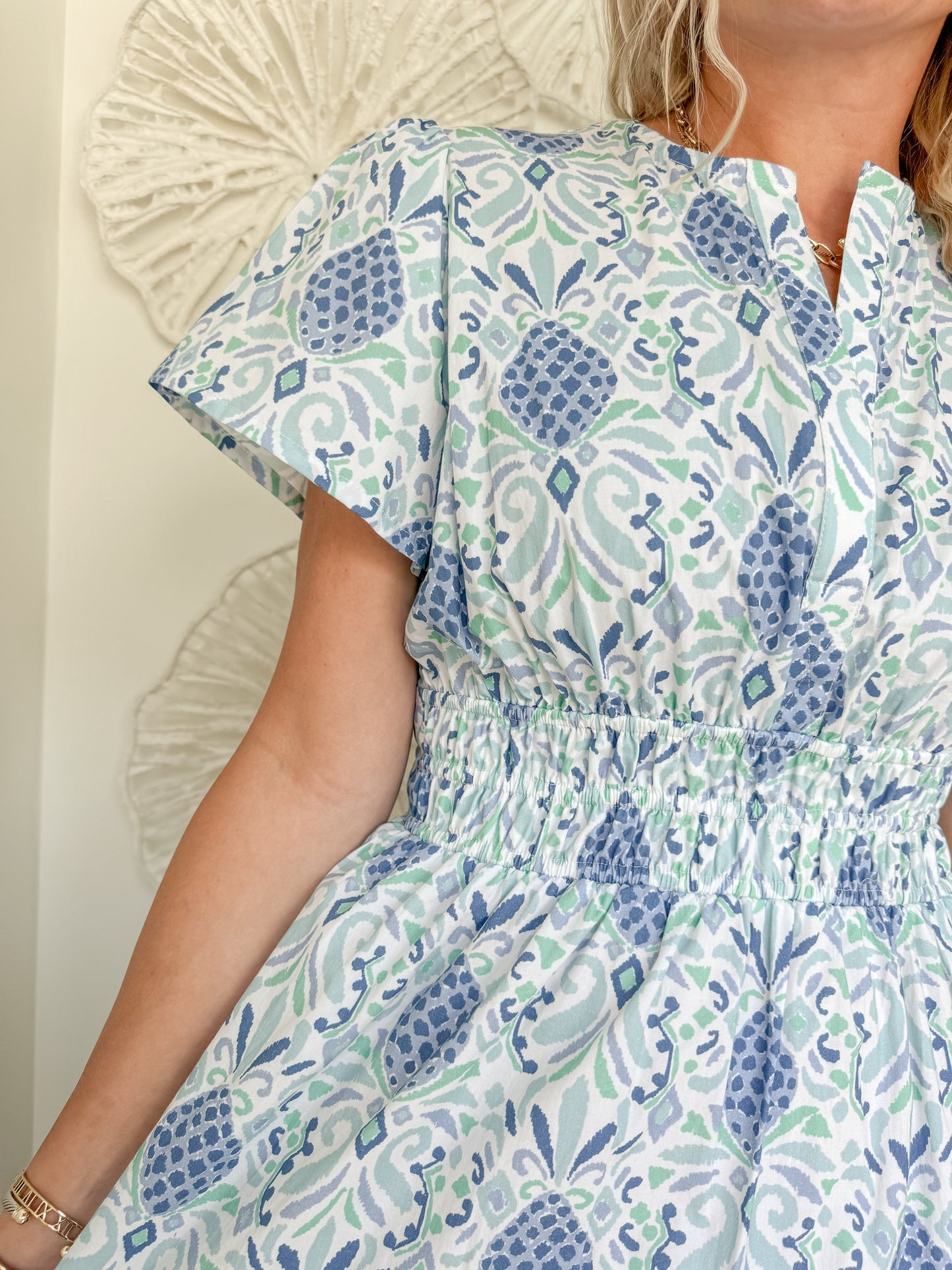 Sail to Sable Blue Pineapple Print Maxi