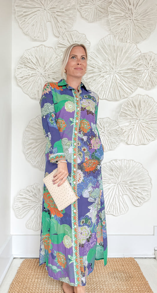 Peacock Collared Maxi