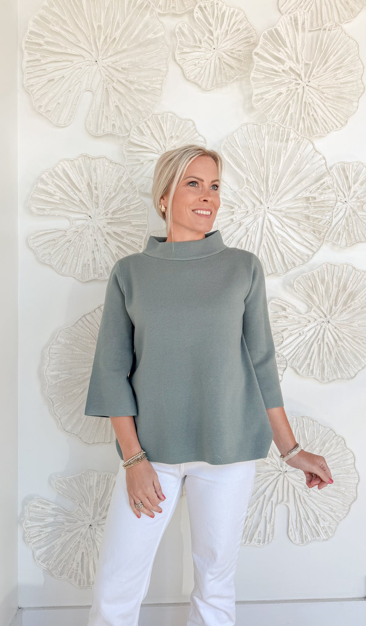 Sage Green Mock Neck Sweater