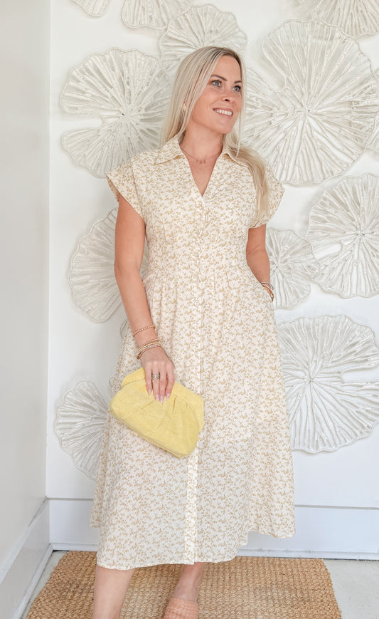 Yellow Floral Cinched Maxi