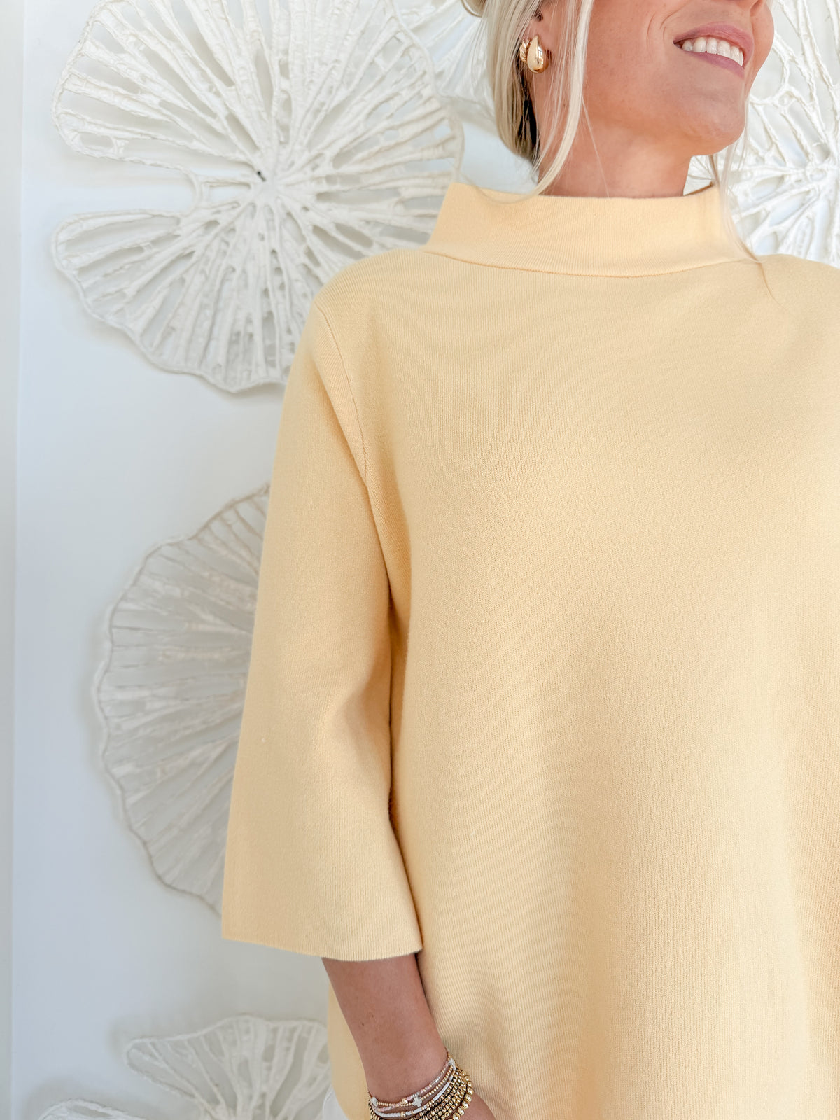 Butter Yellow Mock Neck Sweater