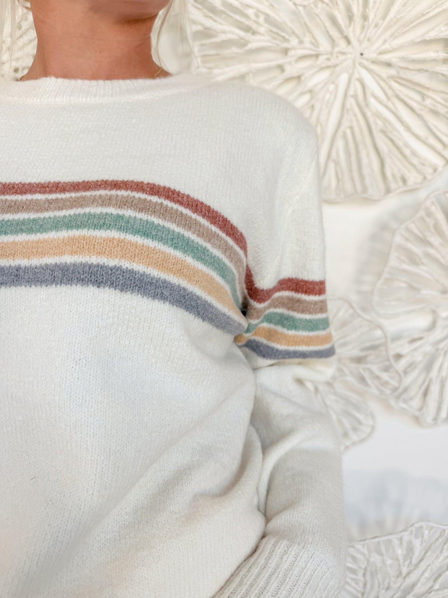 Cream Muted Striped Sweater
