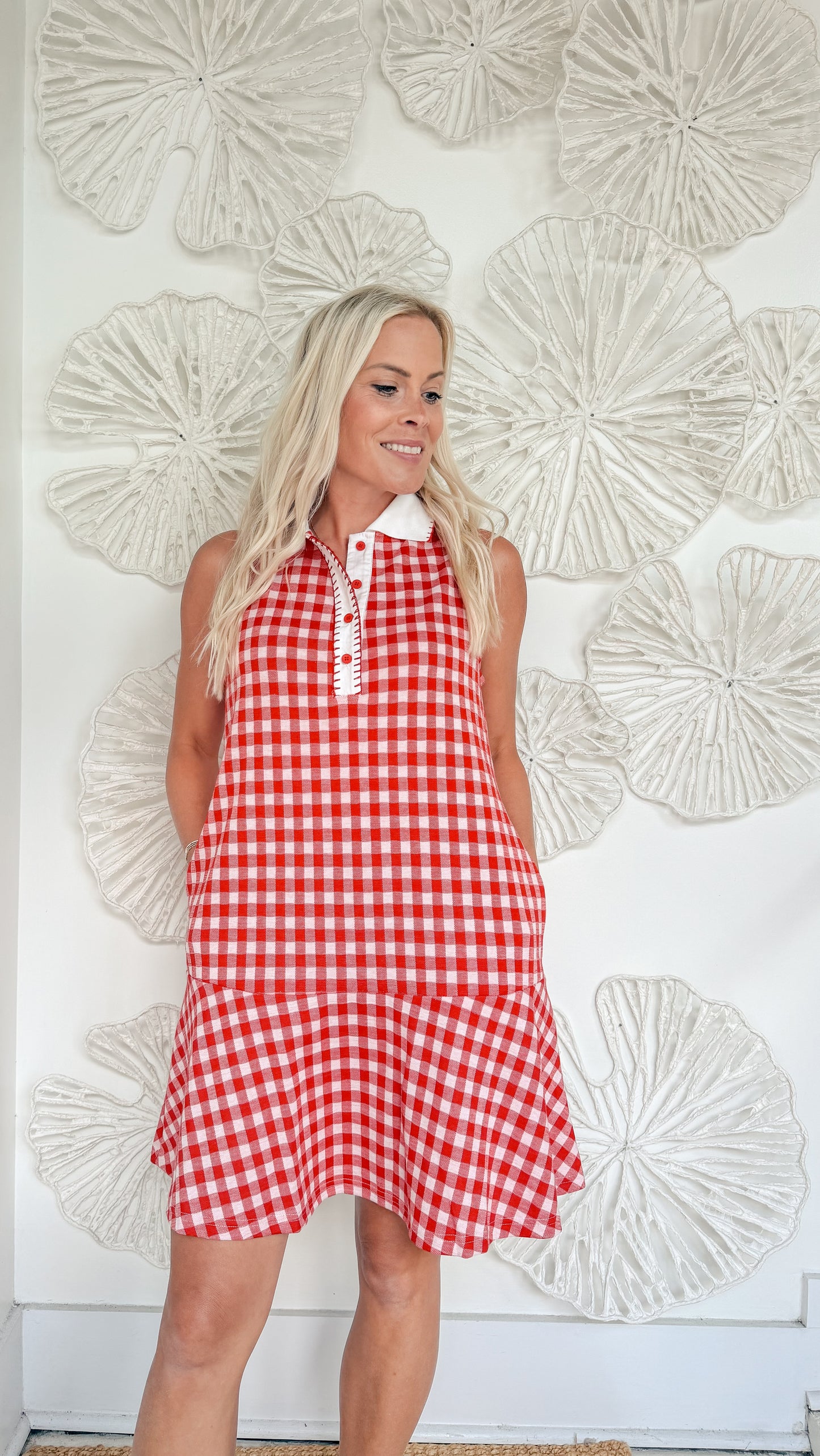 Red Gingham Collared Mini