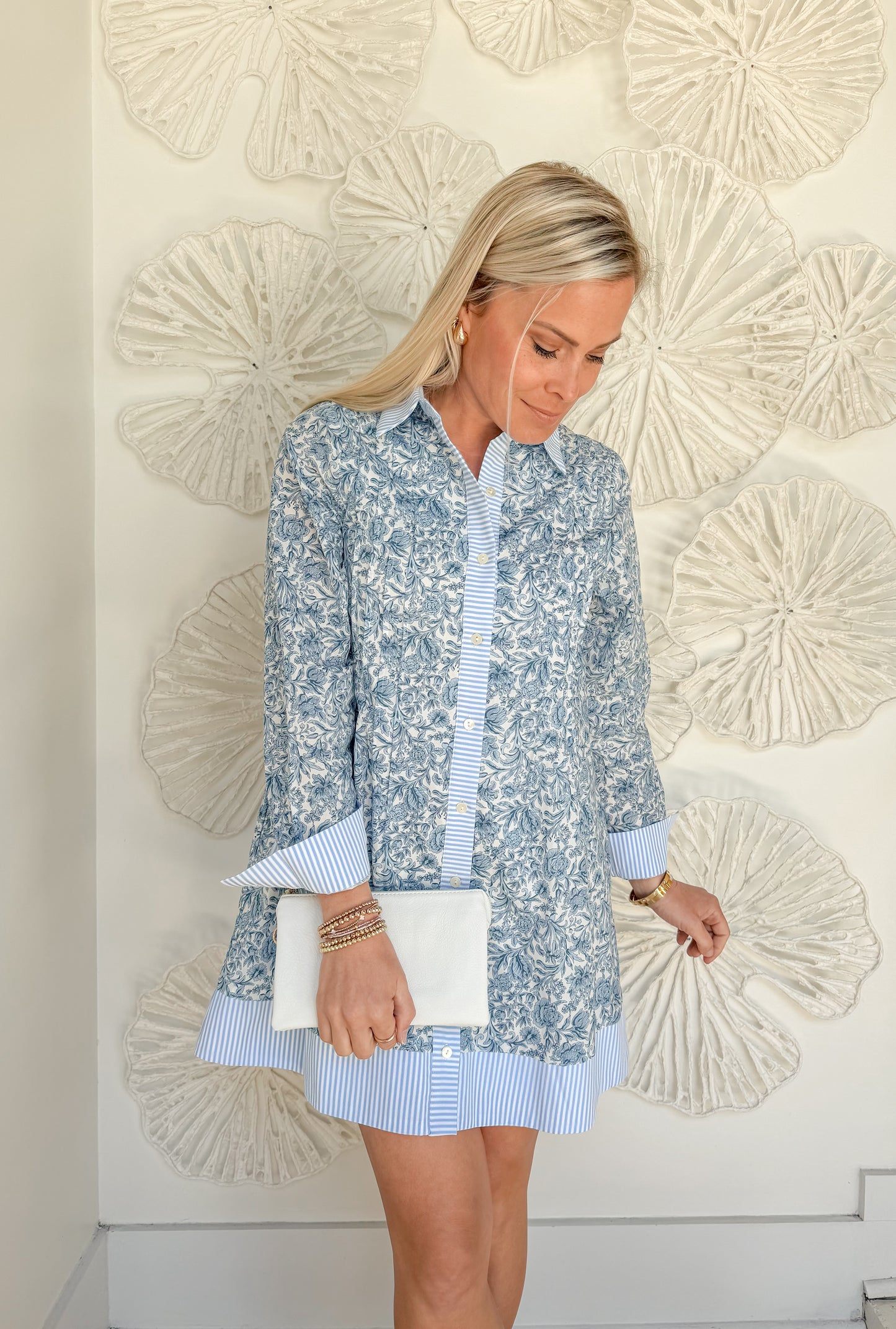 Blue Floral Collared Mini