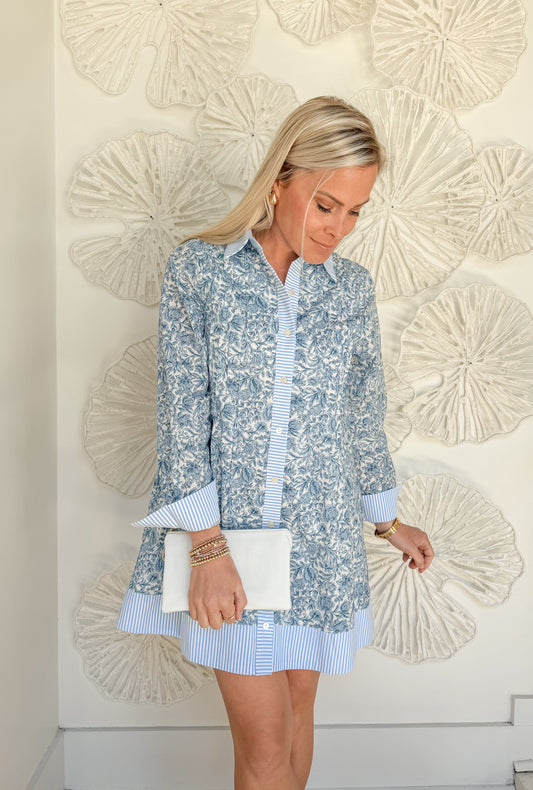 Blue Floral Collared Mini