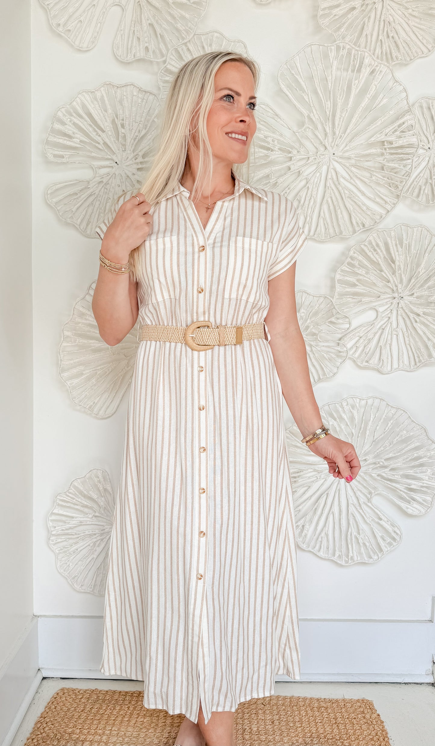 Light Khaki Belted Maxi