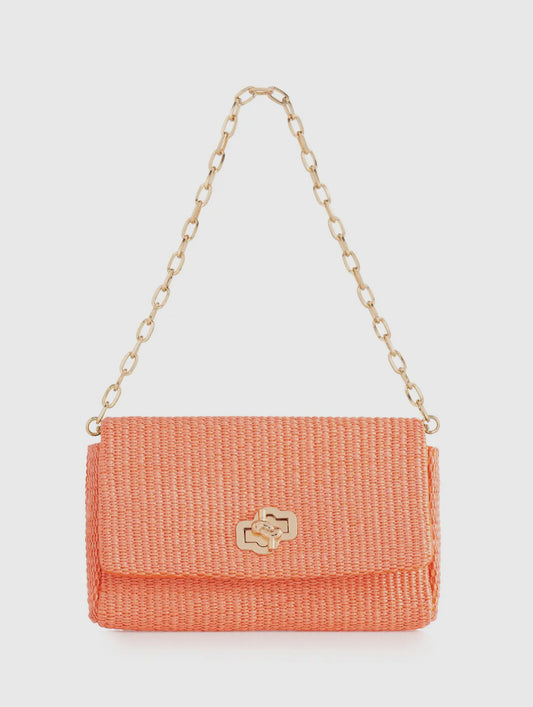 Orange Raffia Shoulder Bag/Clutch