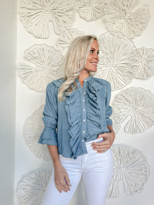 Sail to Sable Chambray Blouse