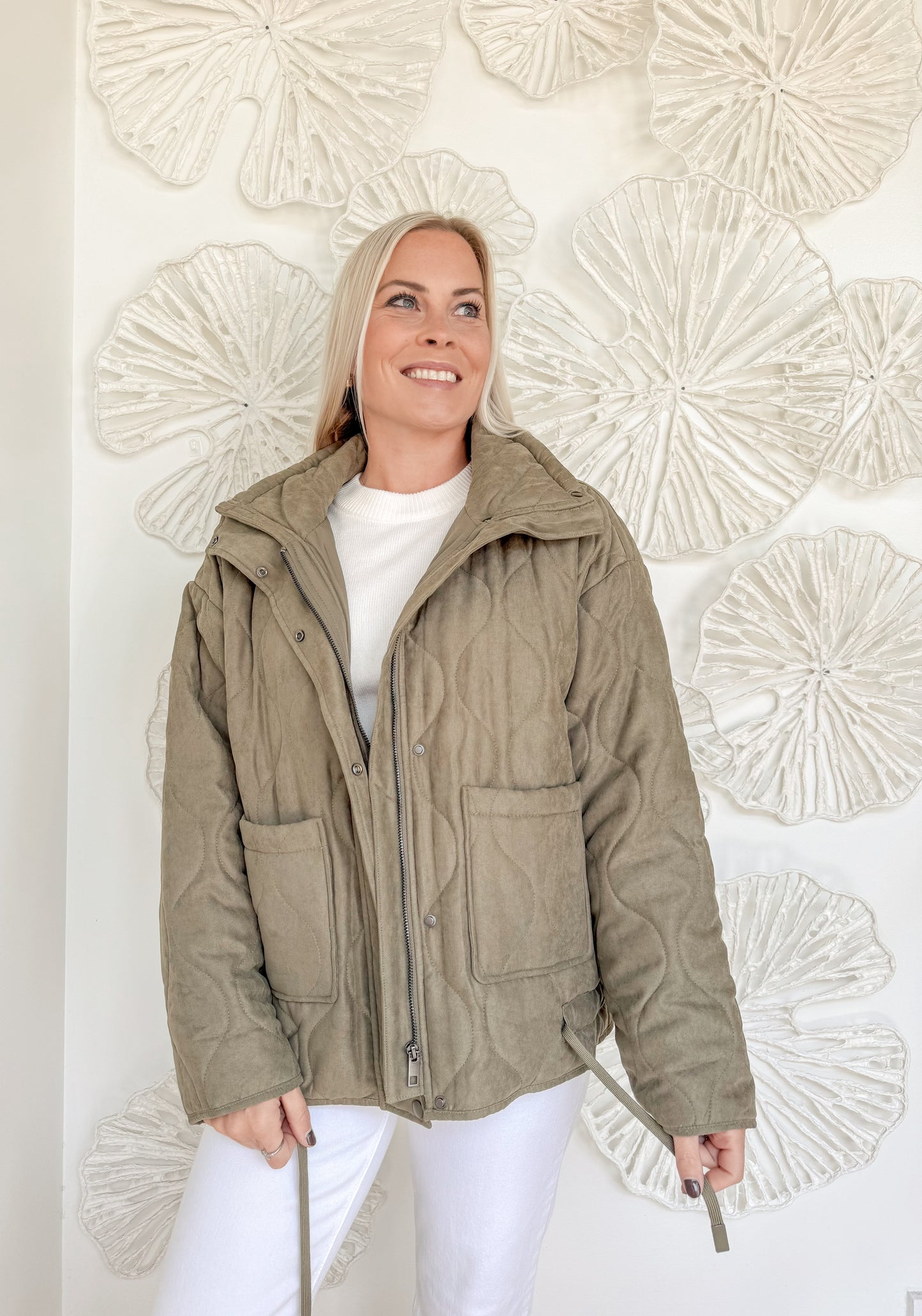 Olive Quilt Patterned Jacket