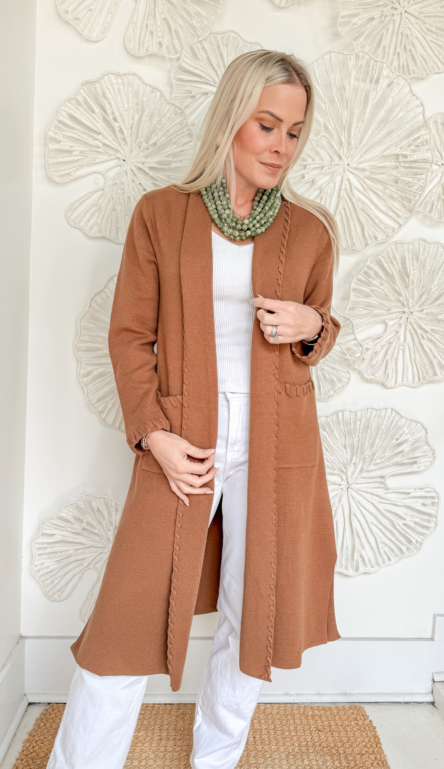 Dark Brown Stitch Detail Coat