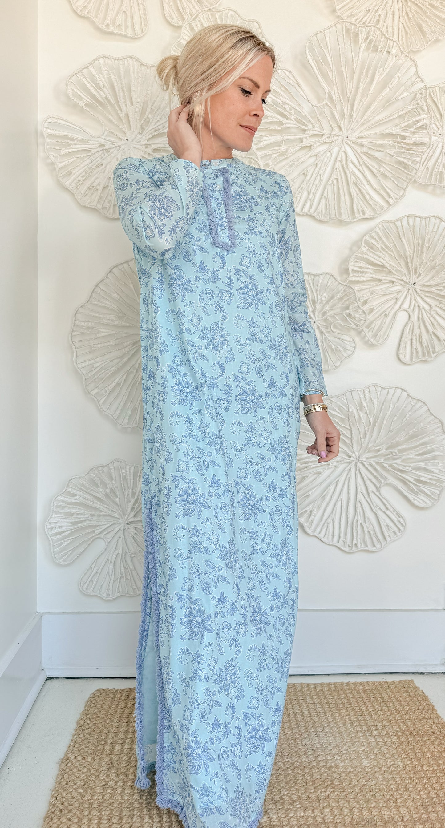 Sail to Sable Blue Floral Kaftan