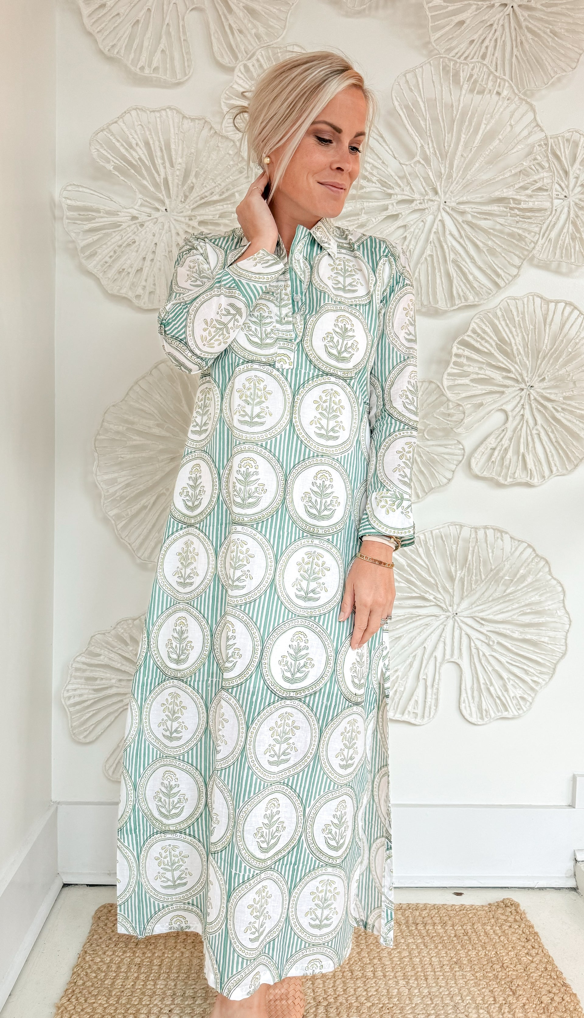 The McKenzie Block Print Maxi  FINAL SALE  blueheronboutique