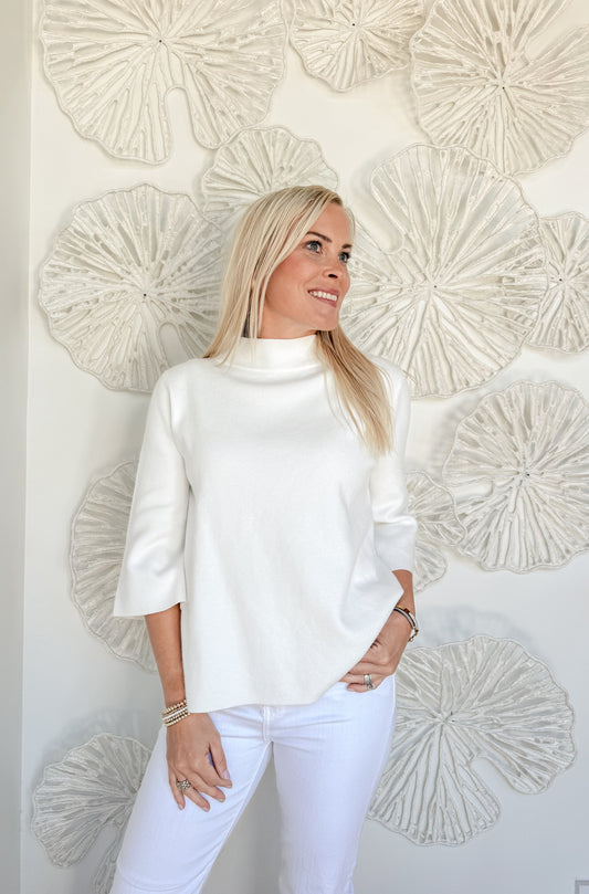 White Mock Neck Sweater