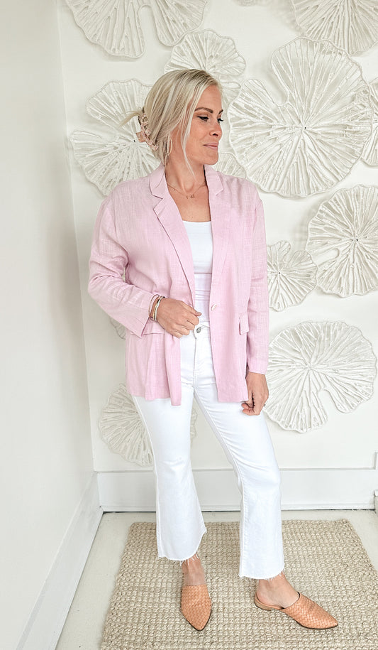 Blush Linen Blazer