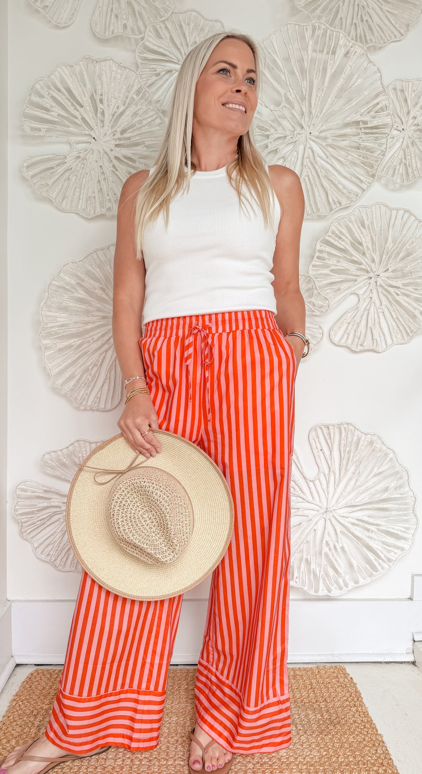 Orange/Pink Striped Pant