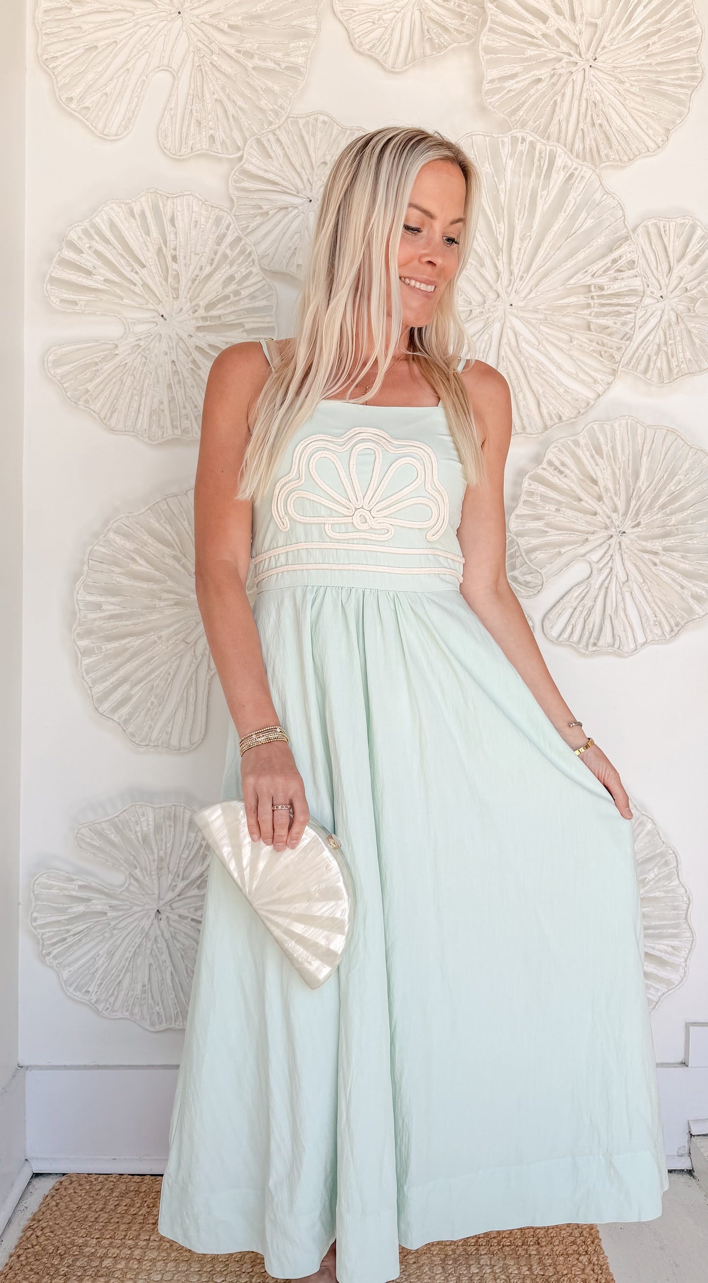 Mint Embroidered Shell Maxi