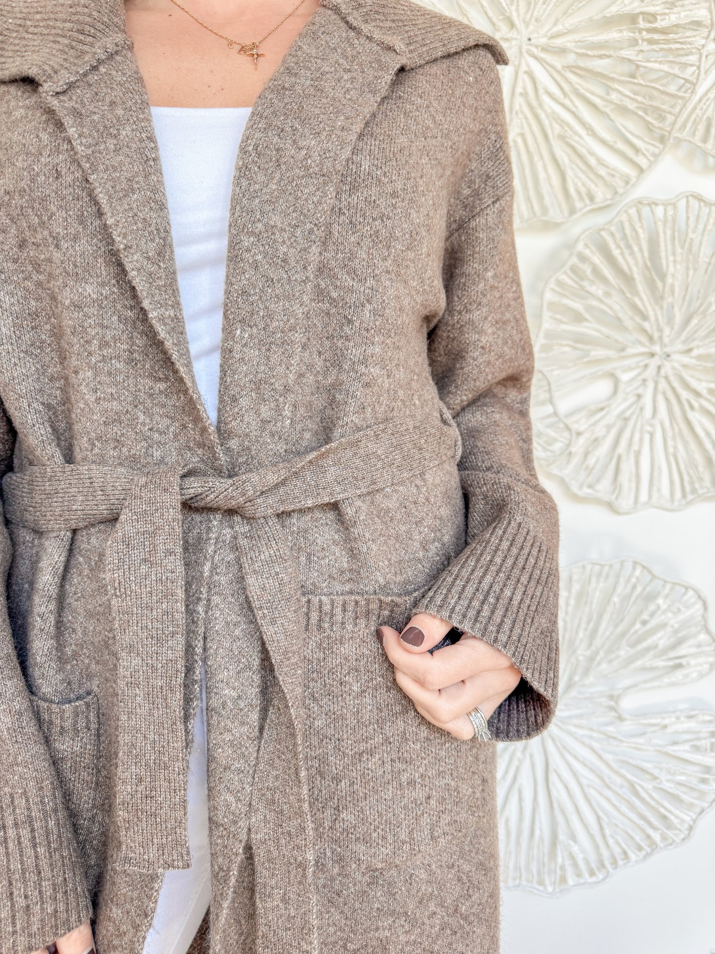 Mocha Ribbed Collared Coat