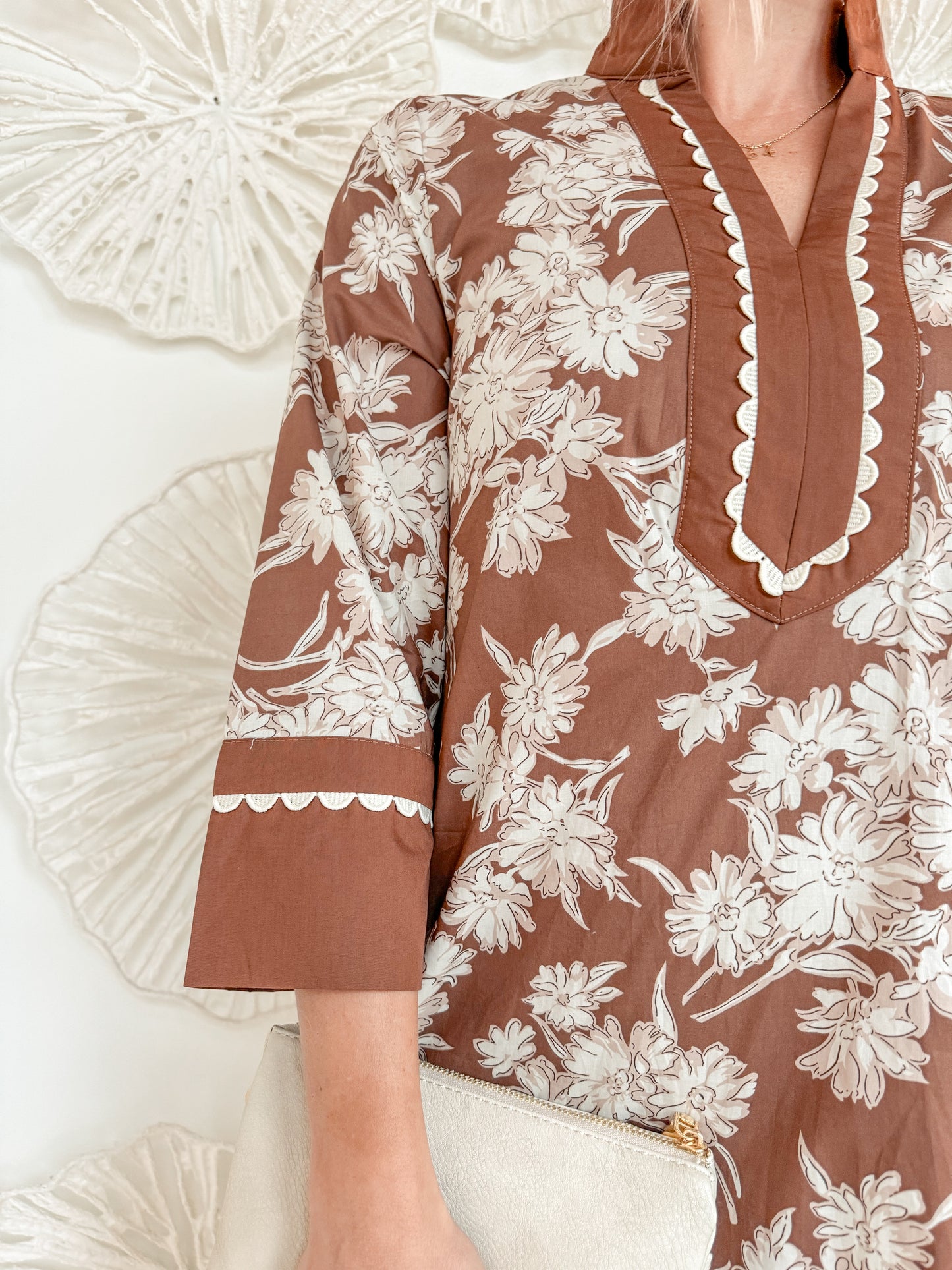 Brown Floral Tunic Mini