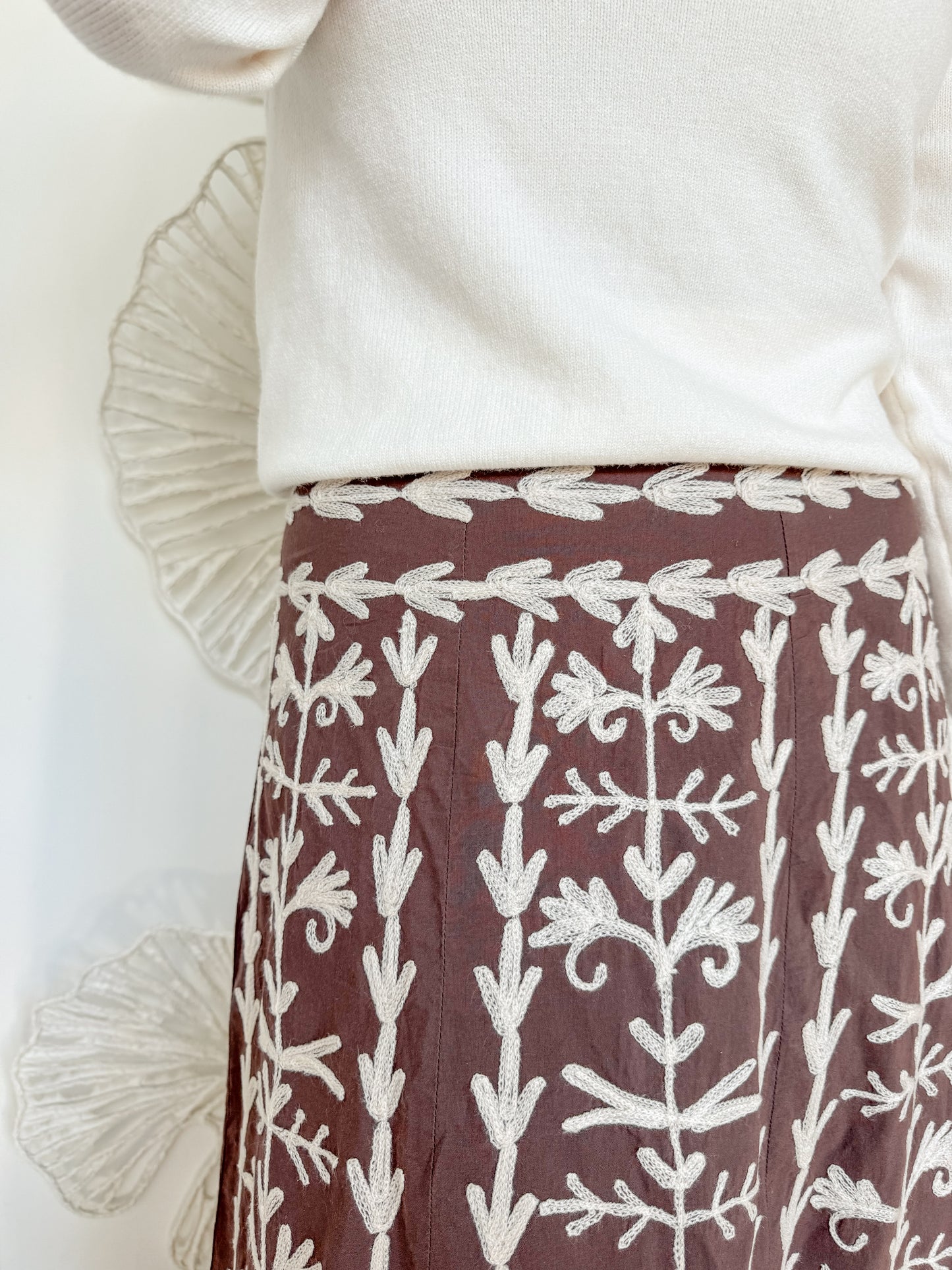 Brown Embroidered Skirt