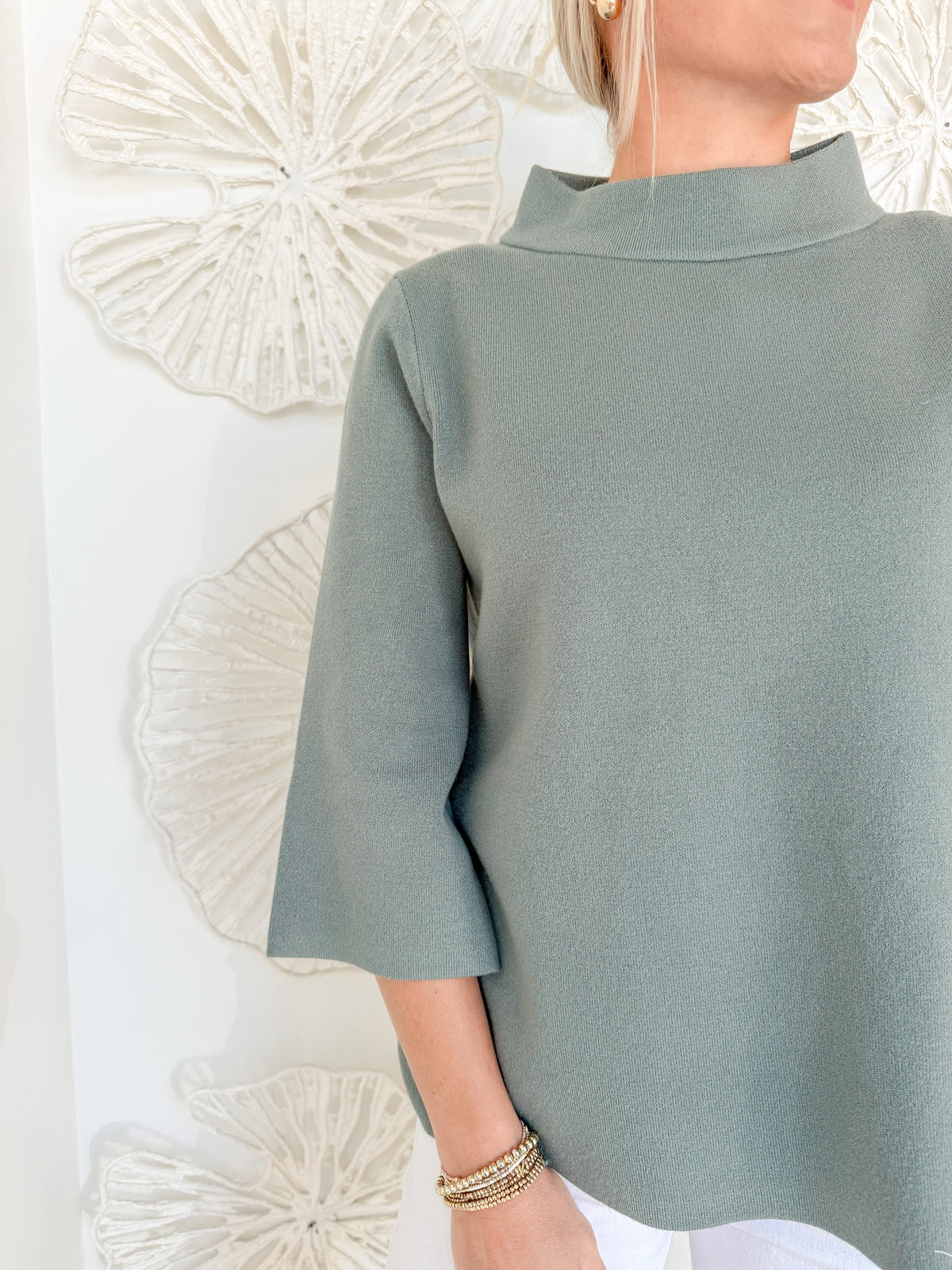Sage Green Mock Neck Sweater