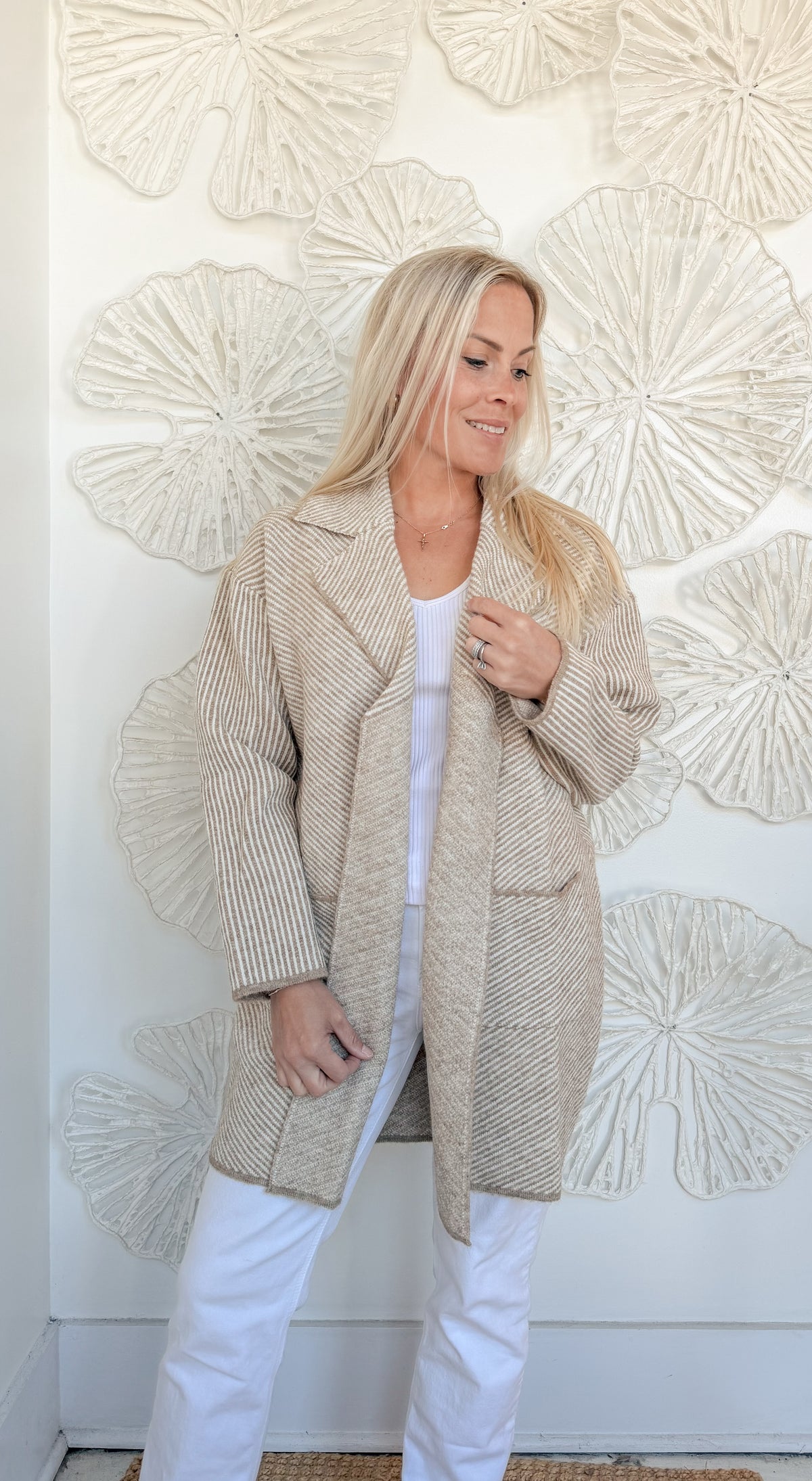 Sand Oversized Open Coat