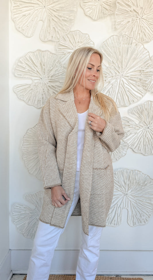Sand Oversized Open Coat