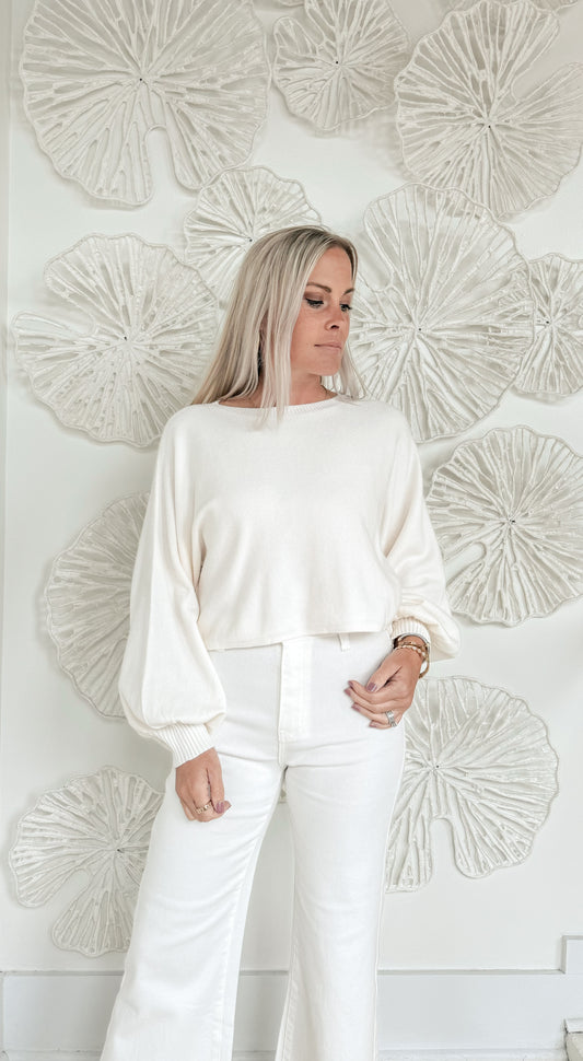 Ivory Bell Sleeve Light Sweater