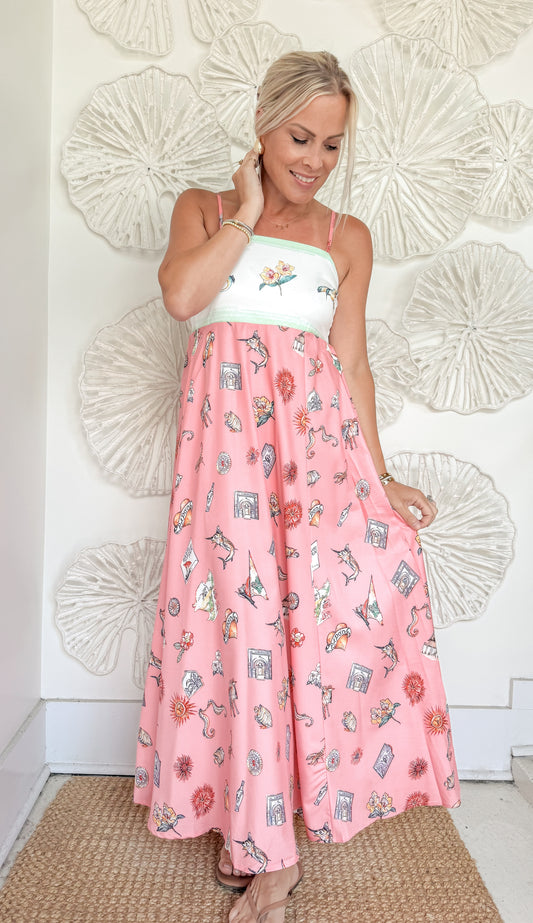 Pink Printed Strap Maxi