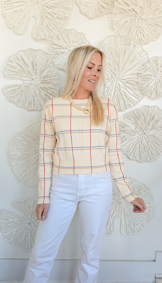 Cream Plaid Sweater