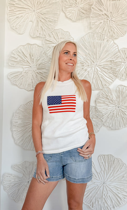 White American Flag Blouse