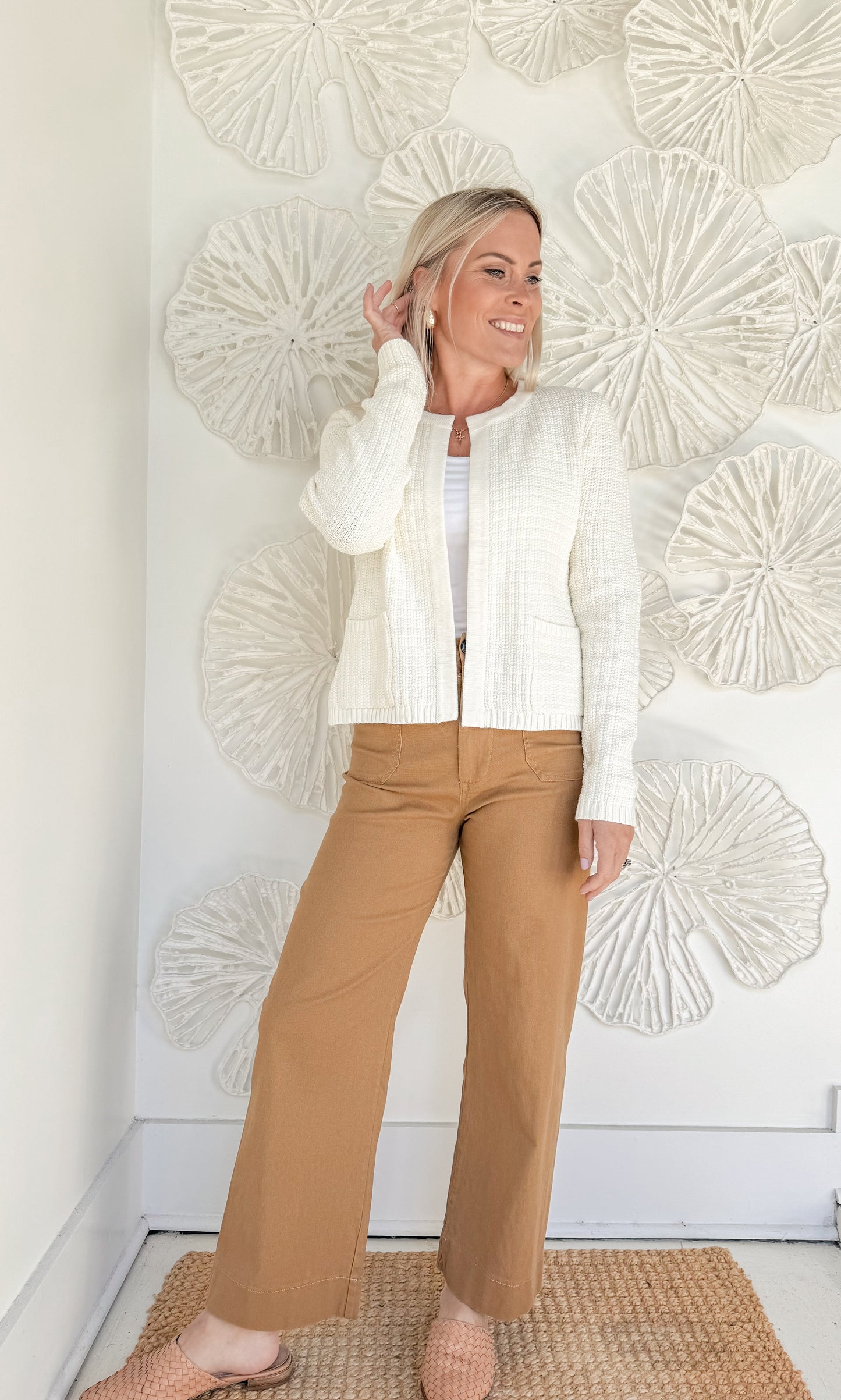Ivory Textured Cardigan