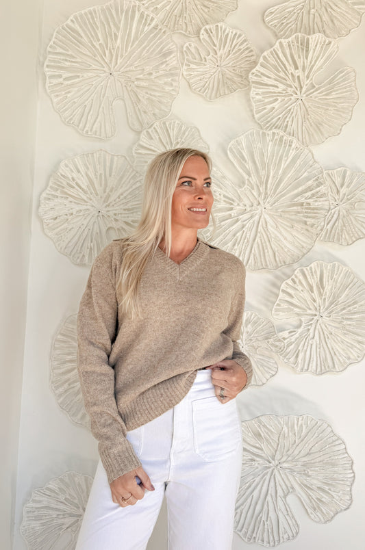 Taupe Collared Knit Sweater