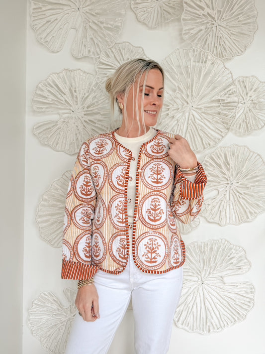 The Gigi Quilted Block Print Jacket