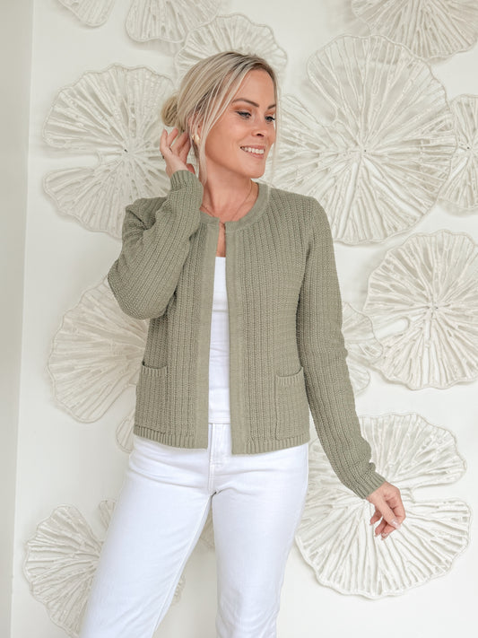 Olive Textured Cardigan