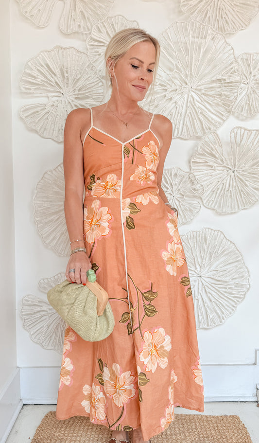 Apricot Floral Printed Maxi