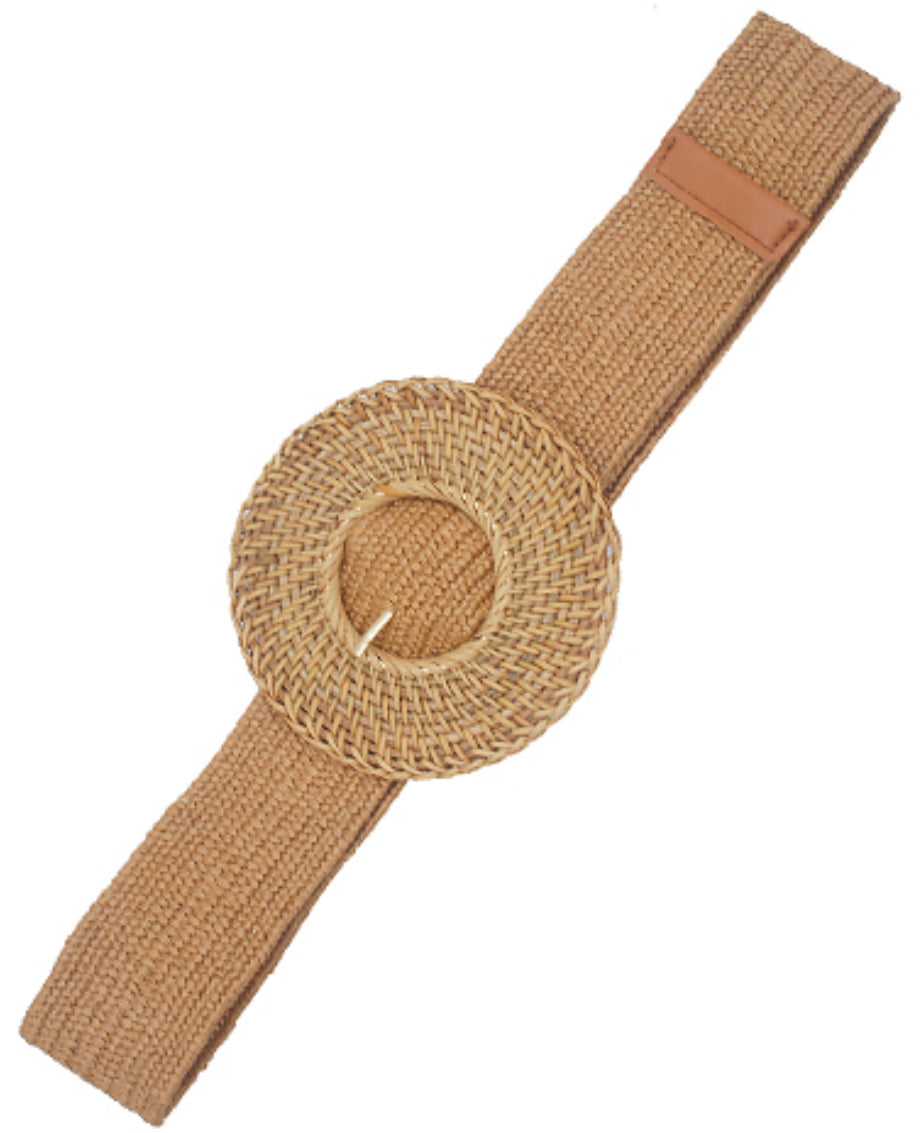 Cognac Round Straw Belt