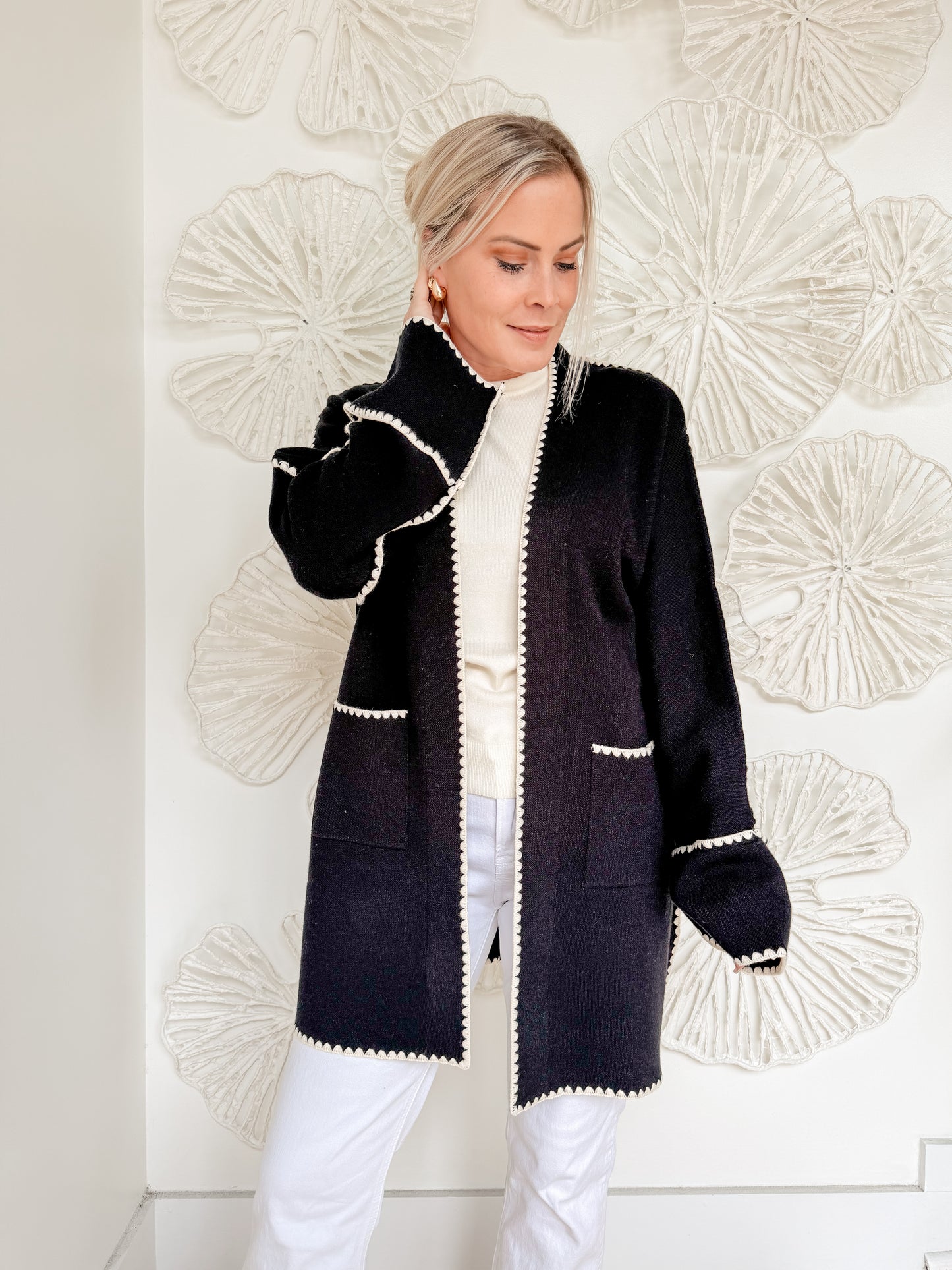 Black Stitch Detail Coat