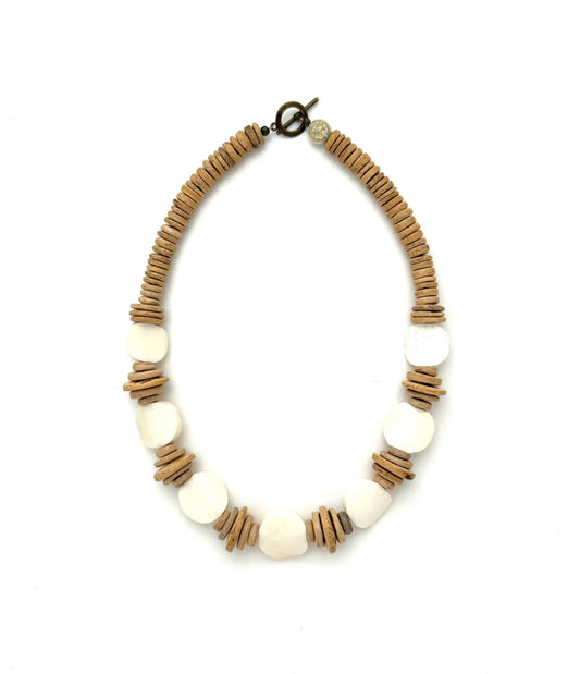 Ivory/Brown Bead Necklace